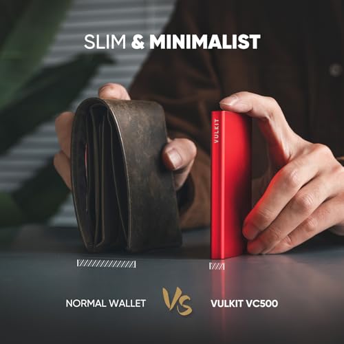 Image of VULKIT Credit Card Holder for Men, Aluminum POP UP RFID Blocking Card Case, Red