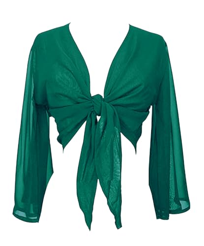 Image of Indian Trendy Women's Flair Wrap Tie Top Chiffon Choli Blouse Belly Dance Gypsy Bolero Shrugs Cardigan