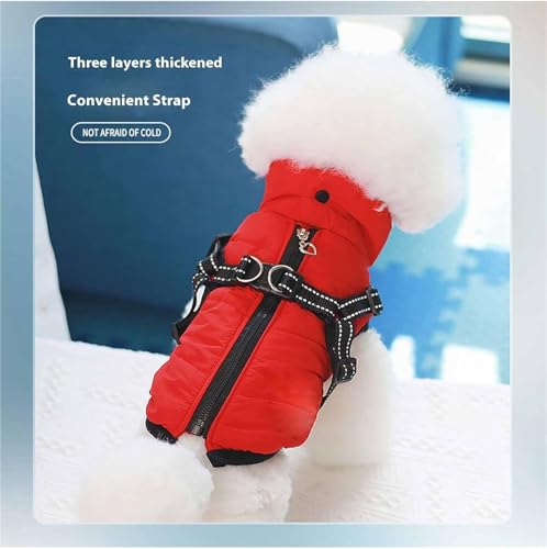 3 in 1 Winterjacke Hundewintermantel, 3 in 1 Winterjacke für Hunde, wasserdichte und winddichte Hundeschneejacke für kleine, mittelgroße und große Hunde (Rot, XL)