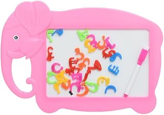 لوح رسم وكتابة مغناطيسي من البلاستيك بتصميم قابل للمسح على شكل فيل، حروف أبجدية عربية لتحسين مهارات اللغة والإبداع للأطفال، 20 × 30 سم، وردي