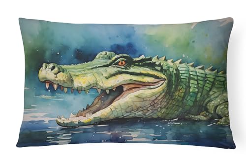 Caroline's Treasures DAC2898PW1216 Crocodile Throw Pillow Machine Washable, Indoor Outdoor Decorative Pillow for Couch, Bed or Patio, 12HX16W