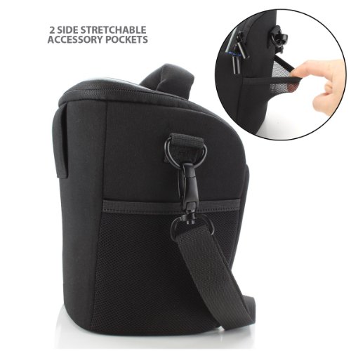 Image of USA Gear DSLR Camera Case for Men and Women with Top Loading Accessibility, Adjustable Shoulder, Small Camera Sling Bag, Travel Padded Handle - Camera Holster Bag for Nikon, Canon, Panasonic (Black)