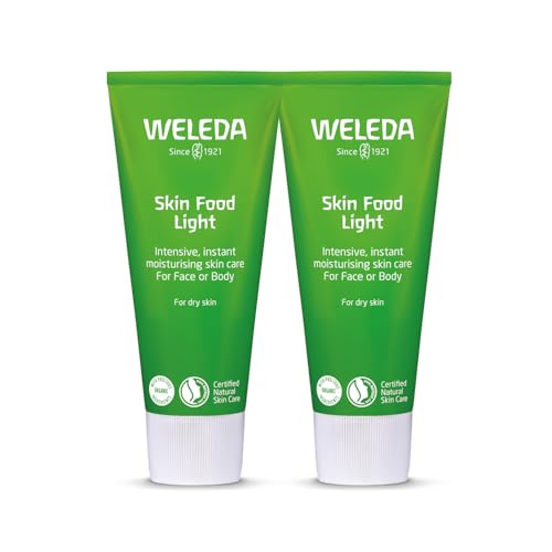 Weleda Skin Food Light Twin Pack Dry Skin Moisturiser Moisturising Cream & Primer Face & Body For Men & Women Multiple Uses Certified Natural 2 x 75ml
