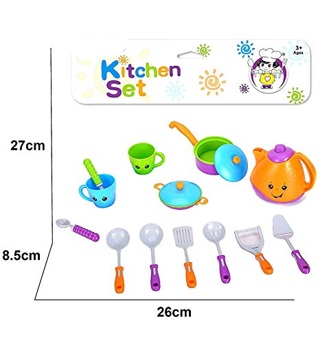 Image of Crackles Pretend Play Solid Colour Tea Party Kitchen Play Set Toy with Teapot, Cups Pretend Play Cooking Set, Toy Pots N Pans, Cookware, Utensils