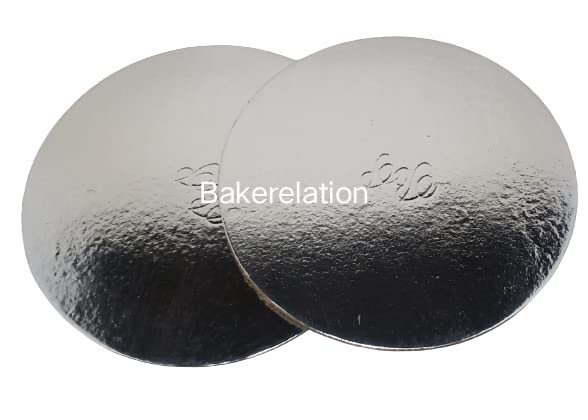 Bakerelation 8 Inch Cake base Round Circle Card Board Corrugated 10 Pieces-Piece Cardboard Round Cake Circle Base 8 inches Diameter Silver Base,Normal Round
