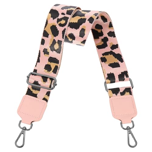 Image of uxcell Wide Shoulder Strap, 5cm Adjustable Purse Strap Replacement Crossbody Strap for Shoulder Bag Handbag, Pink, Black Square Mouth Buckle