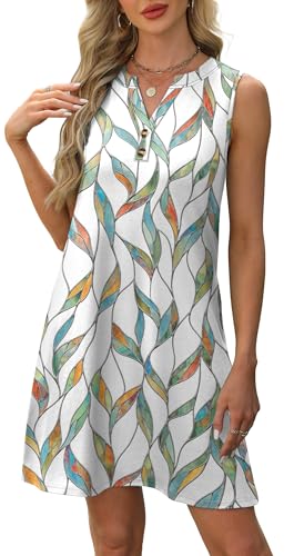 Image of XIEERDUO Summer Dresses for Women 2026 Beach Vacation Clothes V Neck Button Sundresses with Pockets