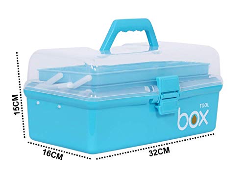 Image of Multi-Purpose Plastic Storage Tool Box Case Portable 3 Layer Compartment Multipurpose Medicine Organizer Family Emergency First Aid Kit Medicine Box (Blue)