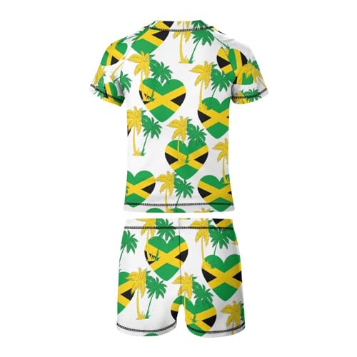 Palm Trees in Jamaica ColorsChildren's Swimsuits Boys Two Piece Suit10-12Y（150cm）3
