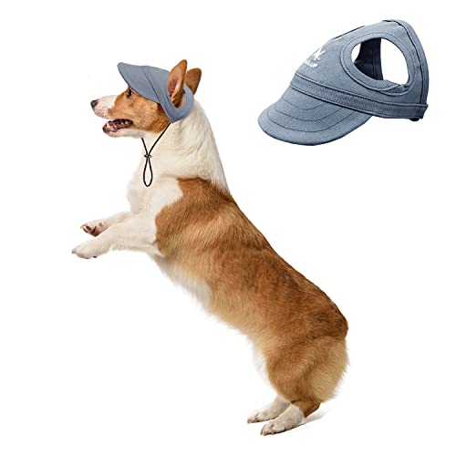 Hdkuw MAJXPP220802006DB_M Dog Hat With Ear Holes, Dog Baseball Outdoor Cap, Adjustable Summer Travel Sport Hat For Small Medium Dogs Denim Blue M cover