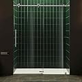 Woodbridge 56-60" W x 80" H Frameless Single Sliding Shower Door with Tempered Glass & Explosion Proof Film in Brushed Nickel Finish