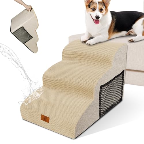 Zvonema Hundetreppe für Kleine Hunde, Hundetreppe 3 Stufen, Waschbarer Haustiertreppe aus Hochdichtem Schwamm, Wasserdicht Hunderampe mit Rutschfestem Boden, 60x40x40cm Zvonema Hundetreppe für Kleine Hunde, Hundetreppe 3 Stufen, Waschbarer Haustiertreppe aus Hochdichtem Schwamm, Wasserdicht Hunderampe mit Rutschfestem Boden, 60x40x40cm