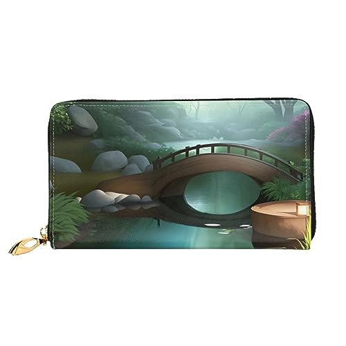 Portefeuille femme long noir zippé avec fentes cartes de crédit moderne