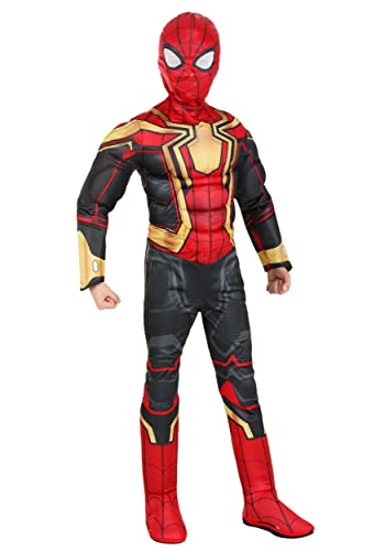 Marvel Integrated Spider-Man Offizielles Halloween-Kostüm für Jugendliche, gepolstert, mit Stoffmaske zum Überziehen, Größe S, Rot