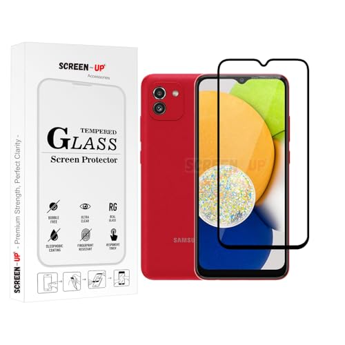 Image of ScreenUp Samsung Galaxy A03 Tempered Glass Screen Protector - Ultra Clear, 9H Scratch Resistant, Full Coverage, Easy Install