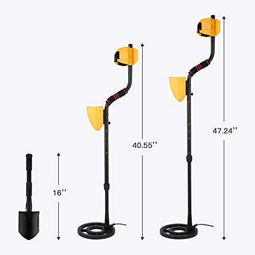 Metal Detector, High Accuracy Adjustable Waterproof Metal Finder Detectors with LCD Display, P/P Function, 7 Target Categories, Headphones, Folding Shovel and Carrying Bag Included