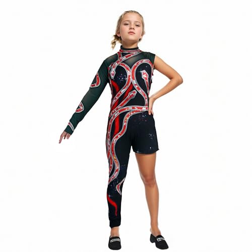Disfraz de enterizo rojo con estampado de serpiente para niñas 7-8 años miniatura 2