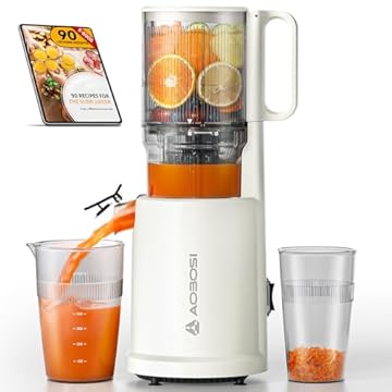 AOBOSI Estrattore frutta e verdura, 135MM XXL Grande Canale di Alimentazione per Frutta e Verdura Intere - Capacità 1,5L, 200 W Slow juicer, Triplo Filtro
