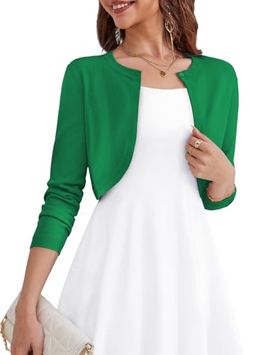 OmicGot Women's Cropped Open Front Cardigan Bolero Shrug