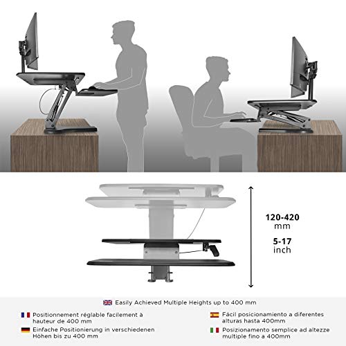 Poste de travail assis debout ergonomique avec plateau clavier - 5