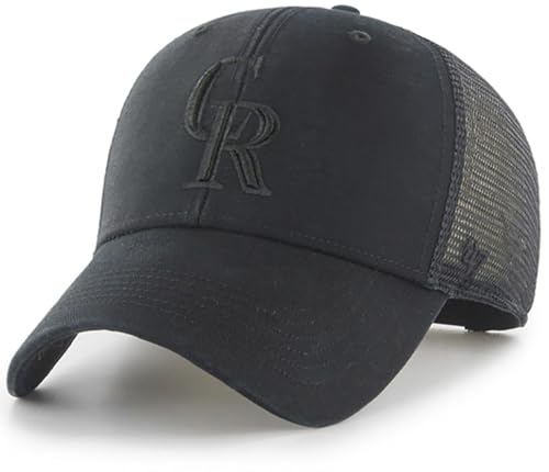 47 Brand MLB Unisex Black Team Logo Flagship MVP Mesh Trucker Adjustable Snapback Baseball Cap Adult One Size Fits All (US, Alpha, One Size, Colorado Rockies, Colorado Rockies)