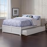 AFI Orlando Queen Size Platform Bed with Footboard & Twin XL Trundle in White