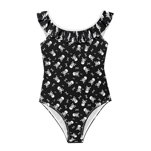 Bañador de una pieza infantil con estampado de calavera para playa y piscina