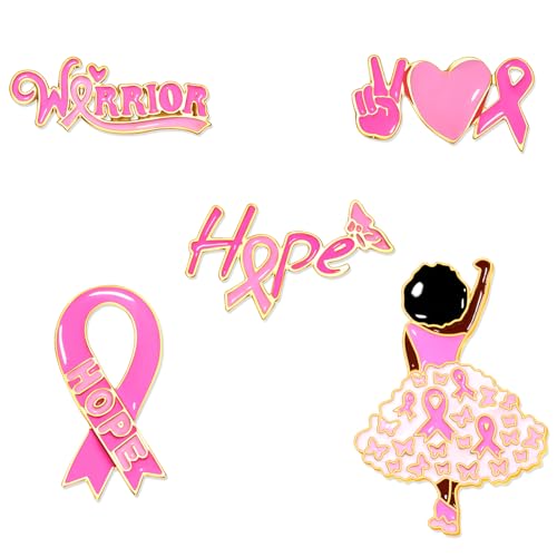Image of Breast Cancer Awareness Pins Bulk Pink Ribbon Brooches for Women Faith Hope Lapel Pins Breast Cancer Awareness Jewelry Accessories Decorations Charity Public Fundraiser Supplies