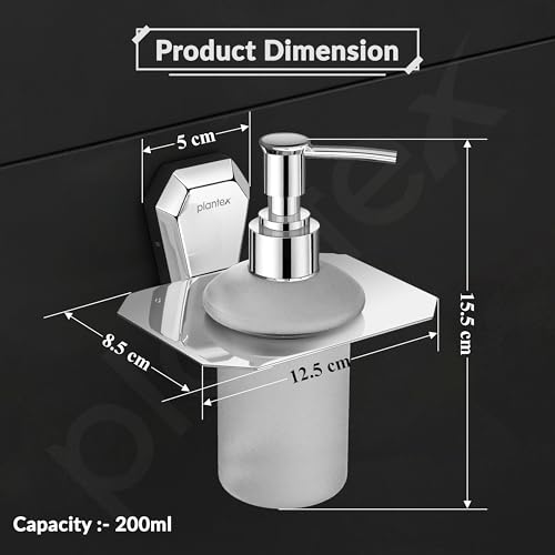 Image of Plantex Liquid Soap Dispenser for Bathroom /304 Grade Stainless Steel Shampoo Dispenser /Handwash Dispenser /Bathroom Accessories - Pack of 1 (PM-2407, Chrome)