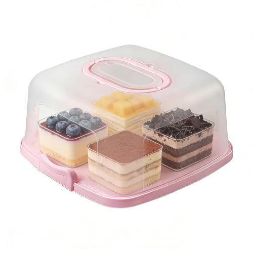 de transporte de postres portátil, de almacenamiento de alimentos reutilizable con asa de bloqueo, protección de sellado seguro, ideal para eventos al aire libre, hogar, cocina, hornear y