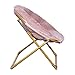 Flash Furniture Gwen Kids Cozy Mini Folding Saucer Chair - Blush Faux Fur Moon Chair - Soft Gold Metal Frame - 23