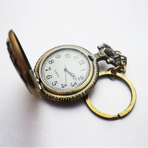 Image of Pocket Watch Metal Keychain Retro Vintage for Gifting With Key Ring Anti-Rust