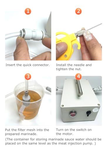 Electric Meat Injector Gun Pump with Hose, 60W Electric Marinade Injector Meat Syringe with 10 Needles for Roast Turkey, Pork, Beef (Single Needle)