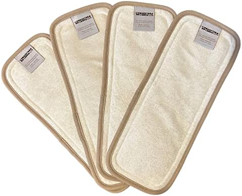 Precious Pompis Cloth Diapers - Absorbent Washable Reusable Infant Baby Cloth Diaper 6 Layer Inserts, Bamboo Hemp/Cotton (4 Pack)