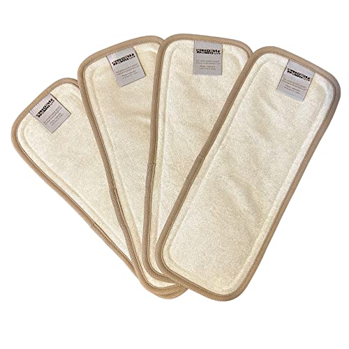 Image of Precious Pompis Cloth Diapers - Absorbent Washable Reusable Infant Baby Cloth Diaper 6 Layer Inserts, Bamboo Hemp/Cotton (4 Pack)