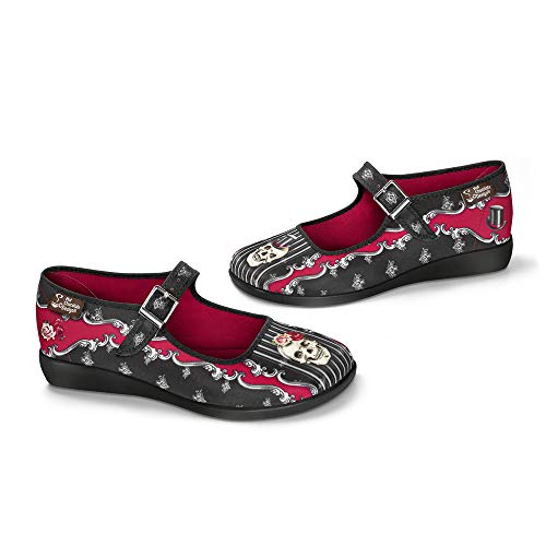 Image of Hot Chocolate Design Artistic Women's Everyday Flats | Mary Jane Silhouette, Adjustable Buckle Strap, Cushioned Footbed, Vegan Textile, Flexible Non-Marking Sole