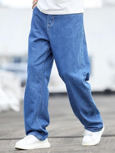 Image of KOTTY Men's Loose Fit Baggy Jeans - Relaxed Wide Leg Denim with Fashionable Urban Streetwear Look