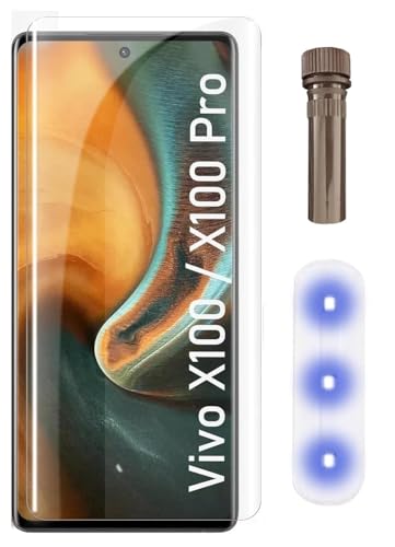 Image of Raayan UV Tempered Glass For Vivo X100 Screen Protector Full Adhesive UV Glue Curved Edge to Edge Full Screen Coverage - Easy Installation