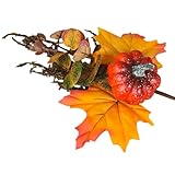 Herbstdeko Kunststoff Strauch mit Kürbis Blätter orange Ahorn Gesteck Herbst