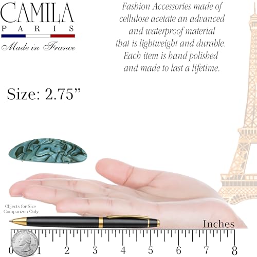 Camila Paris CP2984 Pinza para el Cabello Francesa Ovalada Azul, Sujeción Fuerte, Cierre Metálico Antideslizante, Accesorio Duradero para Estilizar miniatura 3