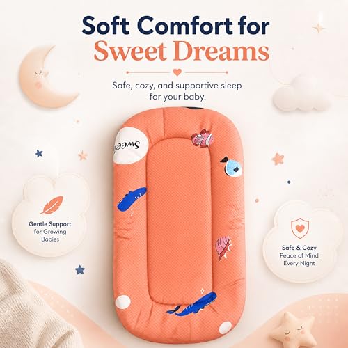 Image of StarAndDaisy 3-in-1 Baby Nest with Mosquito Net, Soft Baby Bedding Set and Sleeping Mattress, Portable Travel Bed, Comfortable Baby Lounger for Newborn Boys and Girls