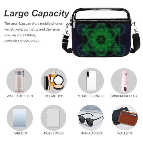 Metatrons Cube Large Clear Stadium Bag Clear Mini Messenger Bags with 2 Compartments Crossbody Bag3
