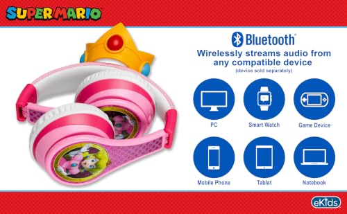 Image of Princess Peach Bluetooth Headphones for Kids Wireless Headphones for School