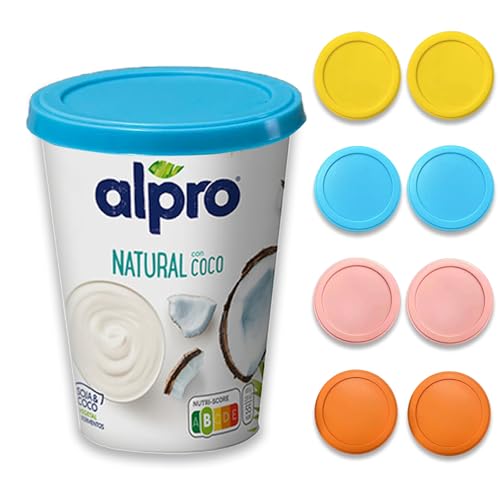 Tapa de Yogurt 500 g, Tapa Reutilizable Silicona para Yogur, Tapadera Tarro 500 Grs. (PACK 8)
