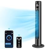 Aigostar Ventilador de Torre Inteligente con Mando a Distancia, WiFi+Bluetooth, Silencioso, 102 cm, Pantalla LED, 3 Modos, 3 Velocidades, Temporizador 24 H, Oscilante, Control App, Alexa y Google Home