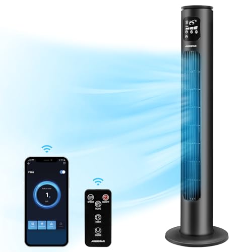 Aigostar Ventilador de Torre Inteligente con Mando a Distancia, WiFi+Bluetooth, Silencioso, 102 cm, Pantalla LED, 3 Modos, 3 Velocidades, Temporizador 24 H, Oscilante, Control App, Alexa y Google Home Aigostar Ventilador de Torre Inteligente con Mando a Distancia, WiFi+Bluetooth, Silencioso, 102 cm, Pantalla LED, 3 Modos, 3 Velocidades, Temporizador 24 H, Oscilante, Control App, Alexa y Google Home