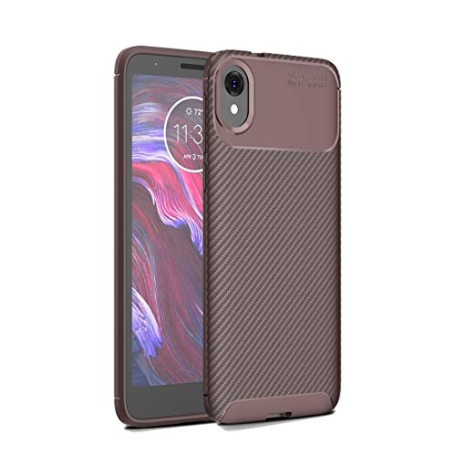 Coque Moto E6 antichoc en TPU souple aspect carbone marron