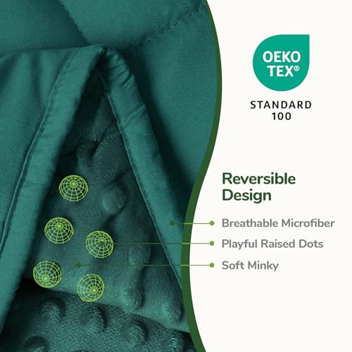 Image of Sivio Weighted Blankets for Adults, Soft Minky Heavy Blanket for Calm Sleeping, Brethable Cooling Weighted Throw Blanket for Men and Women, Dark Green, 60 x 80in, 20lbs