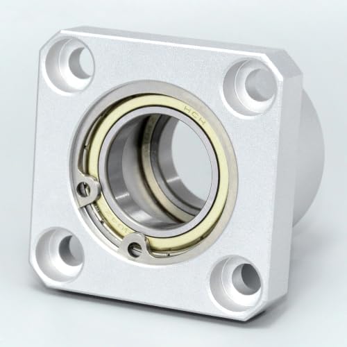 AUZHU -BRBS -Double Bearings with Housing, Square flanged Bearing Support, Bearing seat, Deep Groove Ball Bearings with Retaining Ring Size: D 7 mm, L 25 mm, Stainless Steel Bearing No.607 - 5