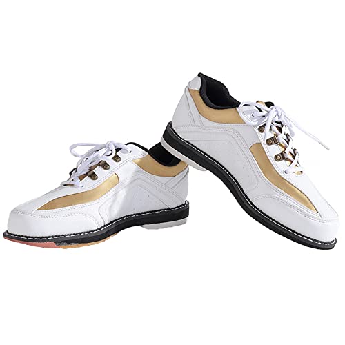 VEACAM Ladies Bowling Shoe, Lace Up Womens Bowls Sneakers Casual Walking Workout Trainers for Female,White,5.5